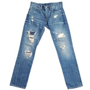 Levi’s 511 Men’s Classic Distressed Slim Straight Blue Denim Jeans 32x32